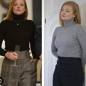 High Waisted belted  Navy Wide-Leg Pants Suistudio size 10 Succession Shiv wool